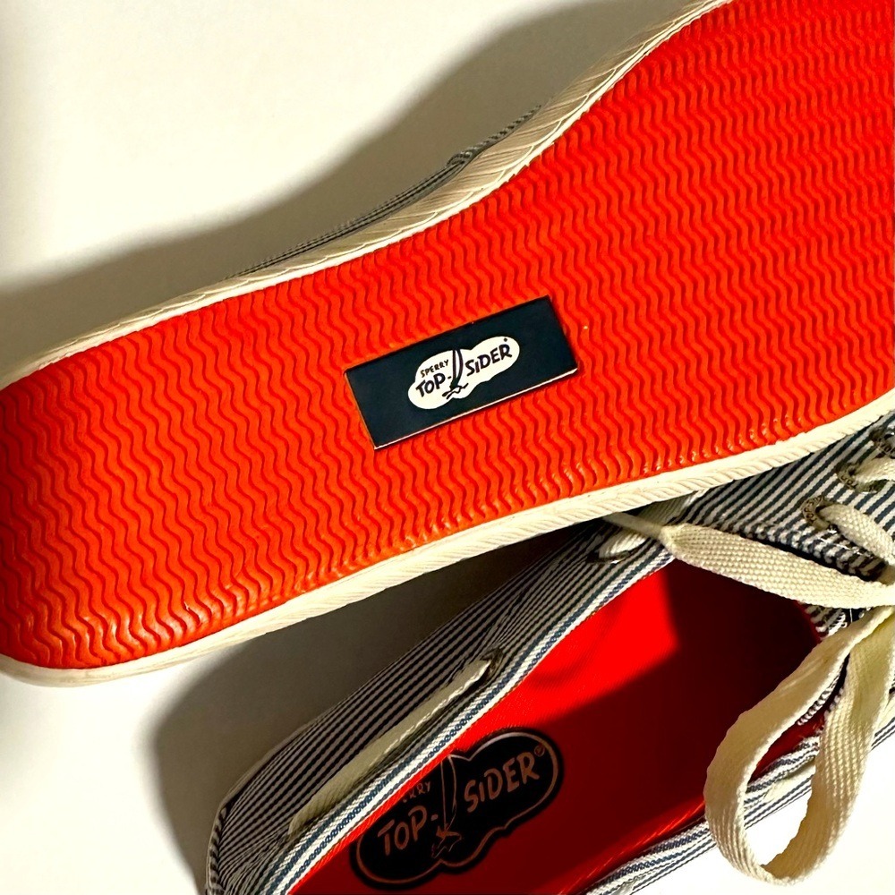 Sperry Top-Sider Blue and White Striped Boat Shoes New Women's Size‎ 8.5M Summer - Picture 12 of 15